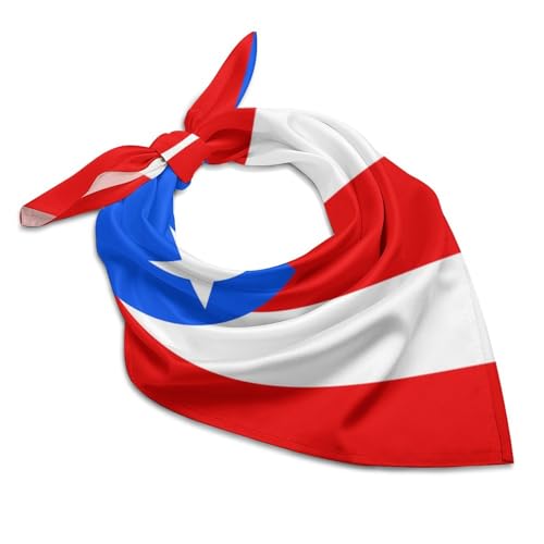 Puerto Rico Flag Stylish Bandanas For Women Satin Wrap Neck Square Scarves Women Gift