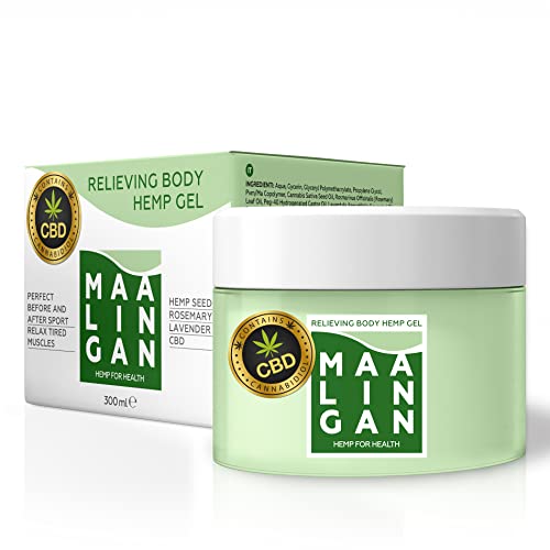 MAALINGAN® Gel Forte all'Olio di Canapa 300 ml. Per Corpo per Dolori Articolari e Muscolari, Crema Massaggio Professionale ricca di Estratti Naturali, Pomata. Riduce Mal di Schiena Muscoli Indolenziti