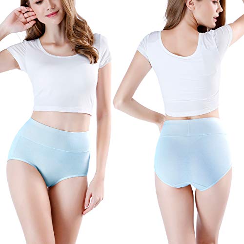 Wirarpa Women's Cotton Underwear High Waist Briefs Full Coverage Panties Ladies Comfortable Underpants 5 Pack Assorted Medium #TOP5