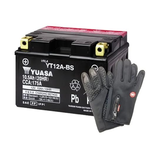 台湾ユアサ YT12A-BS+バイクグローブセット バイクバッテリー 液入済 長寿命・保証付き ST12A-BS FT12A-BS FTZ9-BSに互換