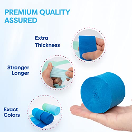 Image of 6 Blue Streamers, 492ft Pack of Crepe Paper Bachelorette Party Decorations
