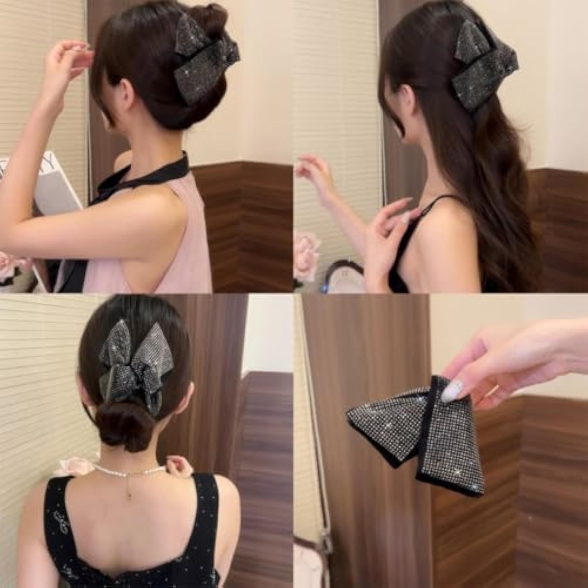Rhinestone Claw Clips for Women, Stylish Bow Clips