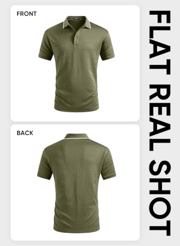 Image of JMIERR Mens Casual Polo Shirt Short Sleeve Vacation Button Summer Beach Knit Stretchy Golf Shirts