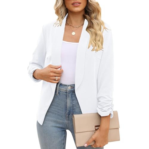 Image of POGTMM Women 3 /4 Sleeve Blazer Open Front Cardigan Jacket Work Office Blazer