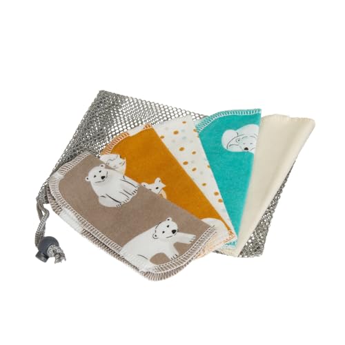5-Count Organic Cotton Flannel Wipes – Reusable, Quick-Drying, Soft & Absorbent | Decorative Print Cloths for Delicate Skin, Facial Care & Daily Cleansing | 5x6”, Two-Ply, USA-Made