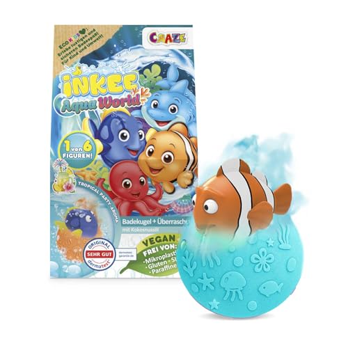 INKEE Aqua World Badebombe Kinder mit Überraschung – Badekugel für Kinder mit Spielzeug Figur, Badebomben Mädchen Geschenk