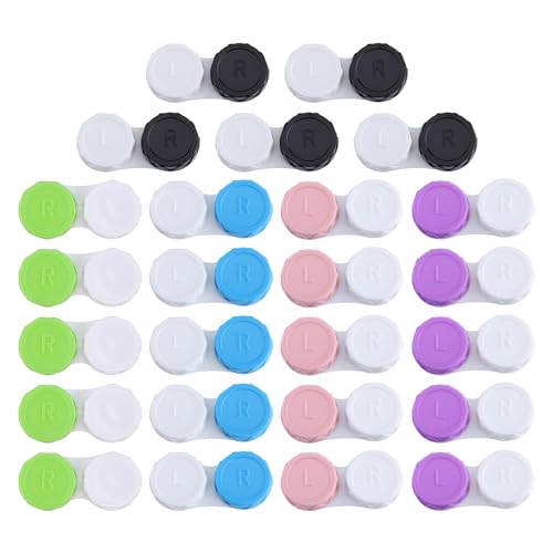 COACOM 25 Contenitori per Lenti a Contatto Portatili (Blu, Nero, Rosa, Verde, Viola)