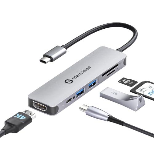 UtechSmart 6-in-1 USB-C Hub, 4K@60Hz HDMI Adapter