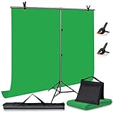 Acooday T Shape Green Screen Backdrop with Stand Kit - 5 X 6.5FT Adjustable Photography Background Stand with 5.2 X 6.5FT Greenscreen for Photoshoot Streaming Video Gaming Zoom Online Meeting