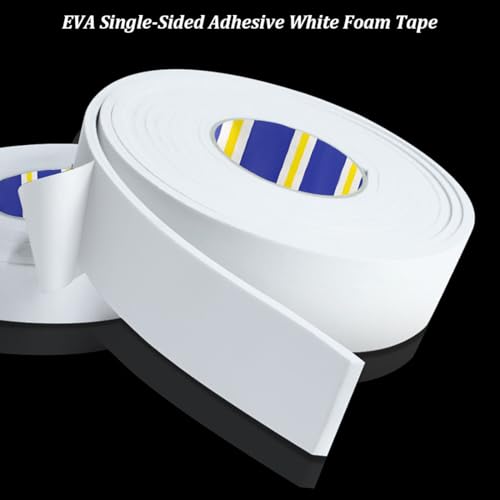 EVA einseitig klebendes weißes Schaumstoffband, Dichtungsstreifen Schaumstoffkissen Schwammband, selbstklebendes Isolationsdichtungsband, einseitiger Dichtungsstreifen, 50mm x 5M (3mm dick)