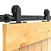 CCJH 6FT Sliding Track Barn Door Hardware Kit for Single Wood Door,Heavy Duty,T-Shaped Style Black