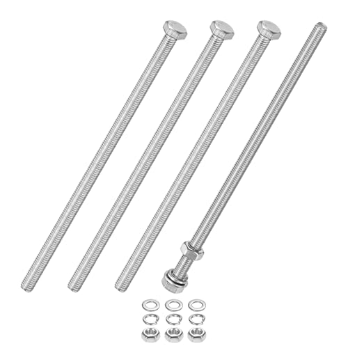 M METERXITY 4-Pack Hex Head Screw Bolt with Nuts Flat &amp; Lock Washers M5x120mm Stainless Steel Bolts and Nuts Kit Fully Threaded Metric Bolt Assortment for Equipment/Machinery