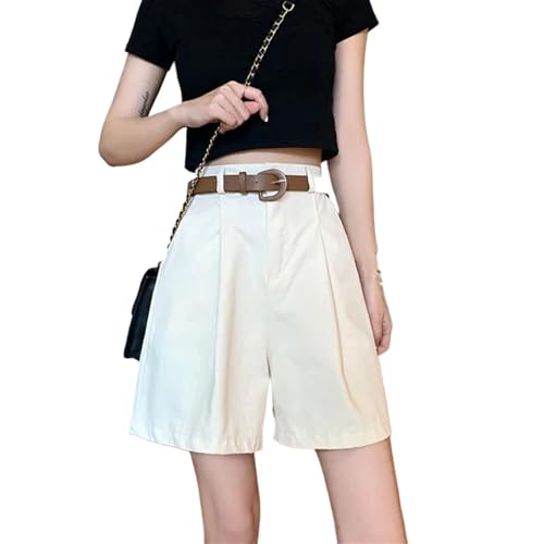 Short de costume blanc en coton avec ceinture pour femme