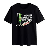 Men's in Case of Accident My Blood Type is Mountain Tee Dew T-Shirt Crew Neck Short Sleeve Tees Shirts, Cotton Tees Top for Man M