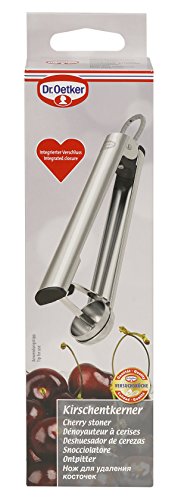 Foto von Dr. Oetker Kirschentkerner Profi, Kirschentsteiner aus Edelstahl, Kirschkernentferner mit Verschlussmechanismus (Farbe: Silber), Menge: 1 Stück