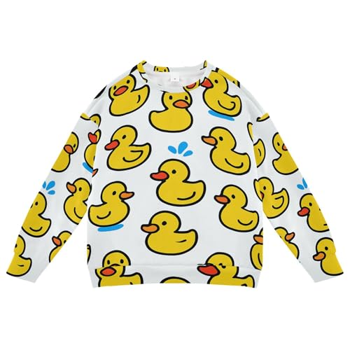 JUNZAN Cute Yellow Rubber Ducks Pattern Kids Girls Hoodie Sweatshirt Crewneck Sweatshirts for Boys Camping 4T