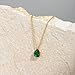 TDBSOQI Birthstone Necklace for Women, Dainty 18K Gold Plated CZ Diamond Emerald Green Teardrop Pendant Necklaces Non Tarnish Gold Simple Jewelry Birthday Gifts for Mom