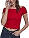 Produktbild Urban Classics Damen Ladies Off Shoulder Rib Tee T-Shirt, Rot (Fire Red 00697), X-Small (Herstellergröße: XS)
