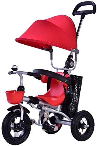 %17 OFF! HUJPI Kids Tricycles, Kids Trike Bike with Canopy Toddler Tricycles with Pushing Handle Bab...