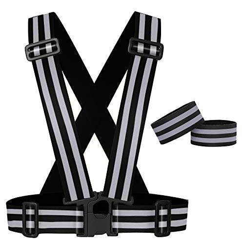TOLOVIC Gilet et Bracelet Réfléchissants de VéLo Gilets Réfléchissants Bracelet RéFlecteur RéGlable Et éLastique pour La Course, Le Jogging, La Moto Cover