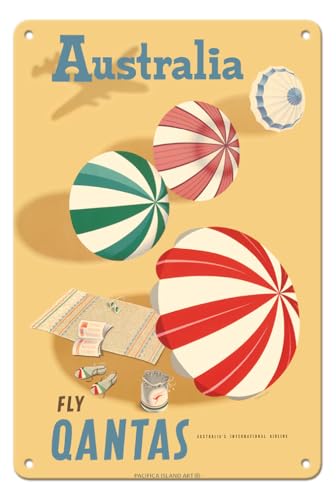 Pacifica Island Art Australia - Fly Qantas Metal Sign