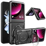 JHWVVTF for Motorola Razr+ 2023 Case, Metal Stand Ring Holder, Protector Phone Cover for Women Men, Slim Bumper Full Protection Shockproof Basic Cases, 6.9' (Black)
