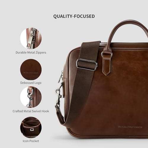 VICTORIA HYDE Brown Men's Briefcase, Men Business Bag Shoulder Handbag, 14 Inch Laptop Bag3