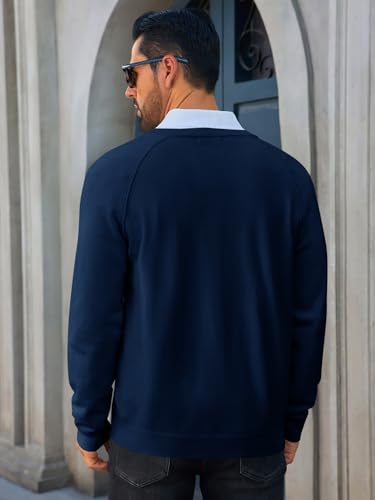 Runcati Mens Cardigan Sweaters V Neck Button Down Long Sleeve Casual Cardigan Slim Fit Knit Sweater with Pockets3