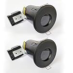 2XSweier 90 Minute Fire Rated LED Recessed Ceiling Light, Waterproof IP65 Spotlight, Black Downlight GU10 Die-Cast Aluminium (Bulb not Included) Recessed Spotlight