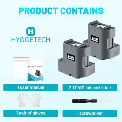 T04D1 Ink Maintenance Box Replacement for ET-15000 ET-3750 ET-3760 ET-3850 ET-4750 ET-4760 ET-4850 ET-3710 ET-5150 ET-3830 ET-M2170 WF-2860 XP-5100 ST-M1000 ST-3000 (T04D100/EWMB2/E-04D1 2-Pack) by Hyggetech - Image 4