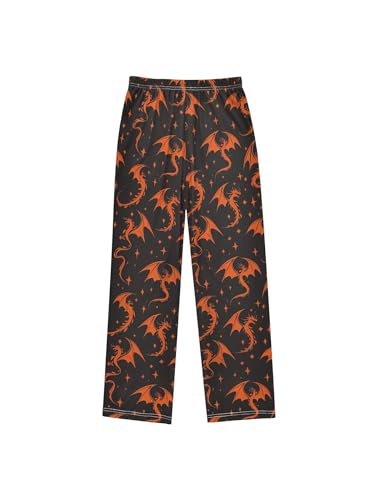 Silhouette Flying Fire Dragon Star Boys Pants for Kids Jogger Pants with Pockets S2