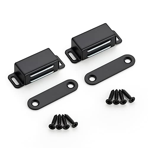 Image of Ravinte 2 Pack Black Magnetic Door Catch, Matte Black Cabinet Magnets, Strong Magnetic Catch Latch for Kitchen Cabinets, Drawers & Cupboards, Stainless Steel Closures