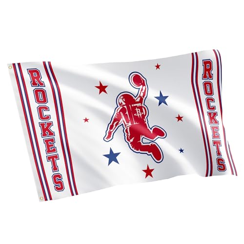 Desert Cactus Houston Rockets Flag NBA 100% Polyester Indoor Outdoor 3x5 feet National Basketball Association Team Flags (Flag City Edition 2023 B)