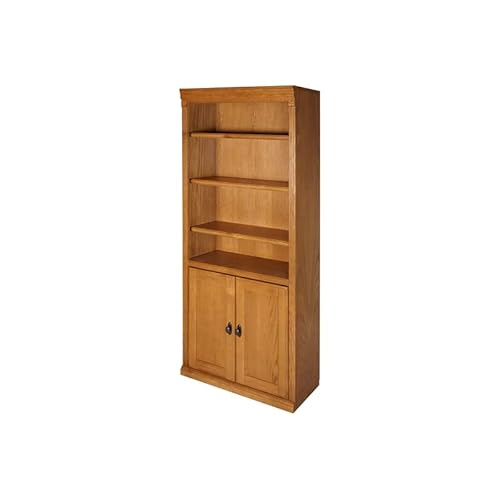 Bowery Hill Transitional Brown Oxford Wood Bookcase With Lower Doors Natural #TOP2