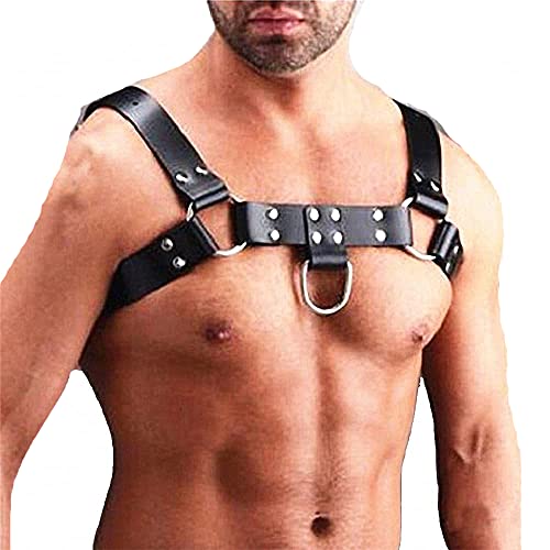 Goobester Men Leather Harness Adjustable Body Chest Harness Belt Strap Punk
