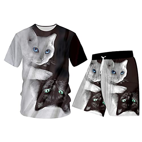 Ensemble zippé chat Tssh01510 : fini le froid avec ce 2 pièces à capuche L