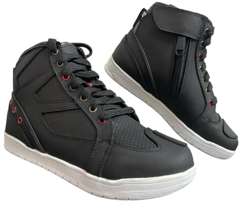 Speed MaxX Mens Black Leather Sneaker CE Motorbike Motorcycle Shoes Short Cafe Biker Boots (UK Footwear Size System, Adult, Men, Numeric, Medium, 10)