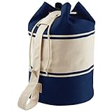  Quadra Unisexe Toile Transport Coton Taille Unique Sport Gym Solide Bandoulière Bag - Marine - Naturel