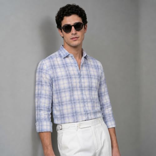 Image of Afflatus Men's Checked Casual Premium Cotton Blend Full Sleeve Regular Fit Check Shirt for Man | Stylish Checks Shirt for Casual Wear | Cotton Shirt for Men