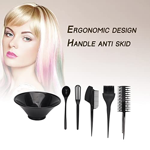 Conjunto de 6 pincéis de nylon macio, kit de tintura de cabelo, multifuncional, macio, elástico, de