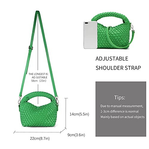Image of Woven Crossbody Bag Small Tote Cute Purse for Women,Top Handle Handbag Pu Leather Shoulderbag with Detachable Strap