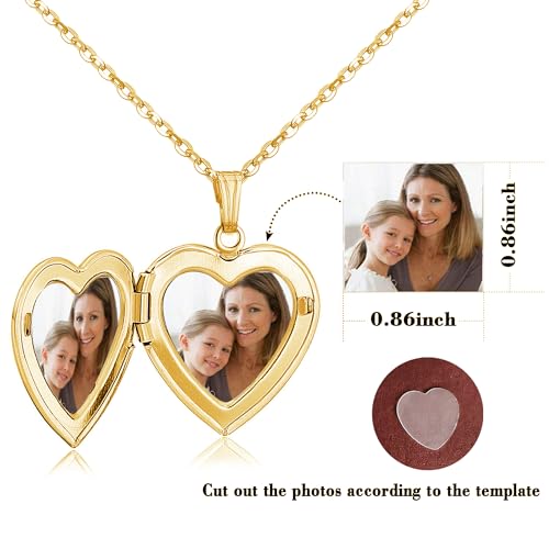 Hutou BZL-ZM26-G-A Locket Necklace Holds Pictures Alphabet Initial Letter Love Heart Lockets 18K Gold Plated Photo Memory Locket Necklaces Gold A thumb #3