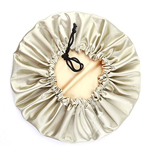Image of Extra Large Adjustable Double Layer Satin Hair Bonnets with Drawstring for Women Night Sleeping Long Silky Satin
