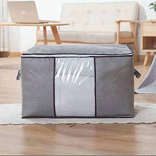 3 Pièces Organiseur Vêtements, Sac de Rangement 105L, Oxford Tissu Sacs pour Vêtements, Boîtes Vêtements Empilables, Vêtements Déménagement non Tissé Sous le Lit Avec Fermeture éclair et Poignée(Gris) Cover