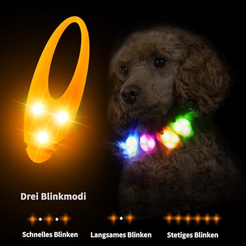 LaRoo Sicherheits LED Leuchtband für Hunde Katzen,LED Licht Blinklicht mit Klettverschluss, Einfach an Halsband Leine und Geschirr zu Befestigen