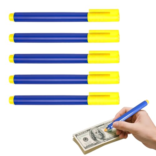 KIRVOS 5 Pièces banque detecteur faux euros stylo verificateur de billet,stylos détecteur de faux billets,Stylos de faux billets,Pour dollar américain,...