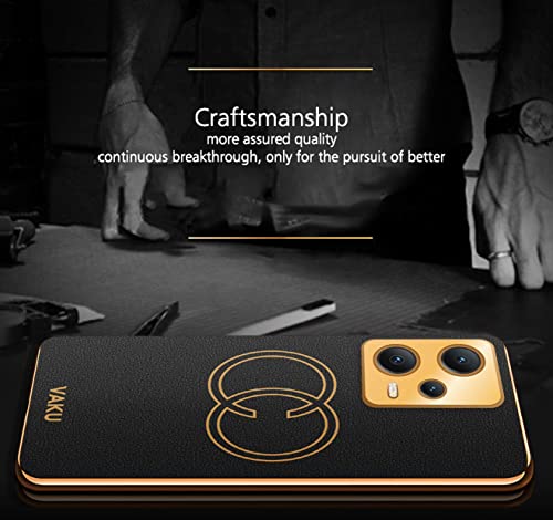 Image of Vaku Luxos Skylar Back Cover Case for Xiaomi Redmi Note 12 Pro 5G / Note 12 Pro+ 5G with Leather Pattern Design Gold Electroplated Soft TPU Cover| Shockproof Protective Case - Black