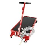SUPERFASTRACING 20 Gallon Oil Drain Pan Low Profile Dolly with Pump 8' Hose and Wheels Car Truck