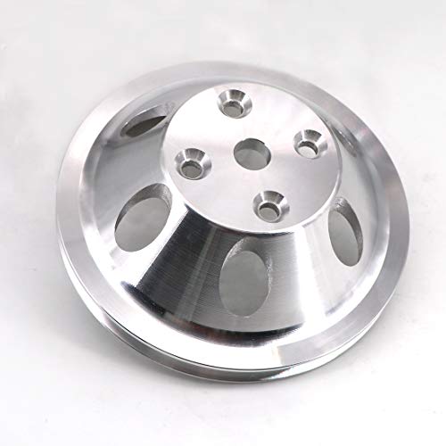 Kipa Aluminium Single Groove Water Pump Pulley For Sb Sbc Small Block Chevy 265 283 305 327 350 383 400 With A Long Water Pump Satin Aluminium Finish Durable 1-Groove #9842 #TOP6