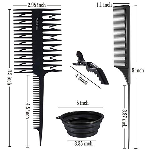 16Pcs Hair Dye Coloring Kit, DIY Beauty Salon Tool Set Weave Comb, Pin Tail Comb, Dyeing Brush, Mixing Bowl, Gloves, Salon Cape, Ear Covering and Sectioning Clips, for Balayage Highlighting - Thumbnail 3